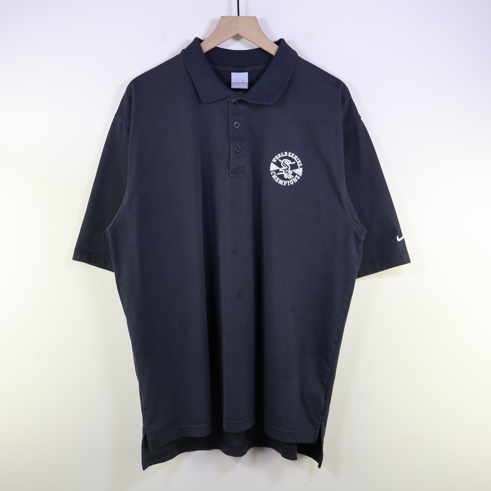 Vintage 2005 Nike Chicago White Sox World Series Champions Polo XL Black Cotton